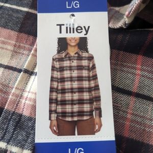 L: Tilley women's large flannel shirt